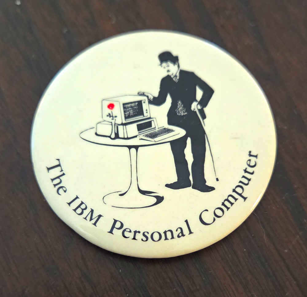 IBM Personal Computer Advertising Pinback Button - White & Black - Picture 1 of 2